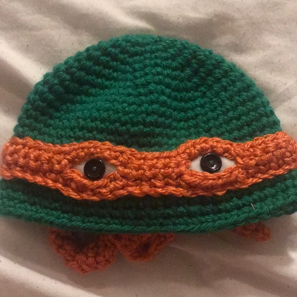 New born Michelangelo Ninja turtle beanie/hat
